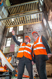 Kevin Stewart MSP and Councillor Jim Clocherty inspect the interior of St Mary's Primary School upgrade August 2019